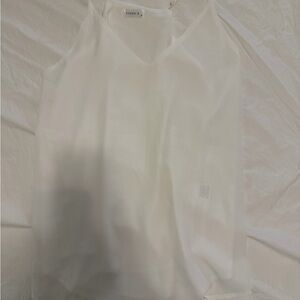 White Sleeveless V-Neck Top Medium